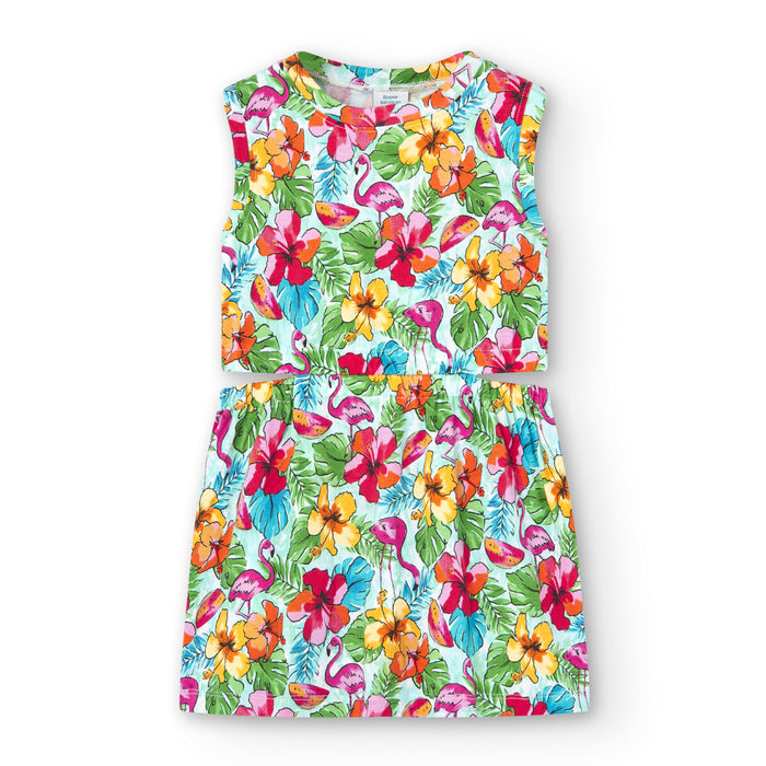 Vestido De Punto Con Estampado Floral Para Niña BOBOLI