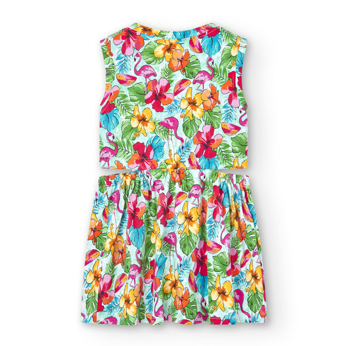 Vestido De Punto Con Estampado Floral Para Niña BOBOLI