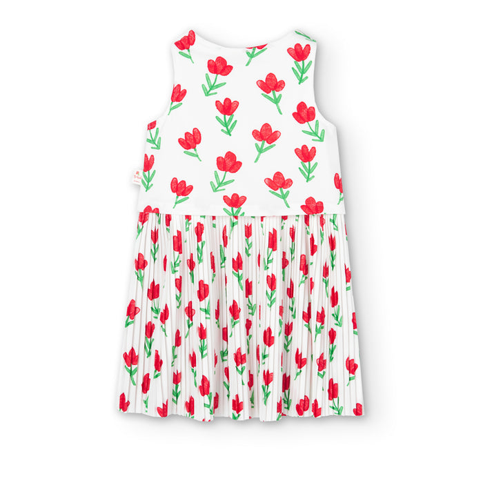 Vestido De Punto Plisado Estampado Flores Para Niña BOBOLI