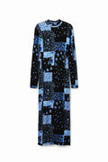 Vestido midi canalé floral DESIGUAL