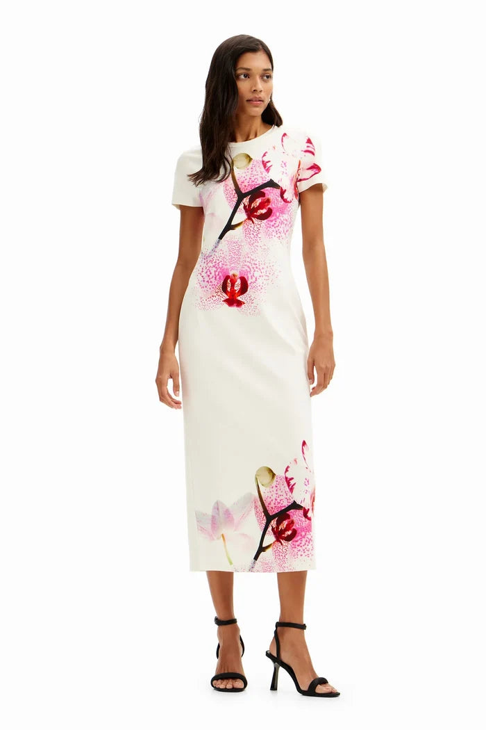 Vestido midi orquídeas M. Christian Lacroix DESIGUAL