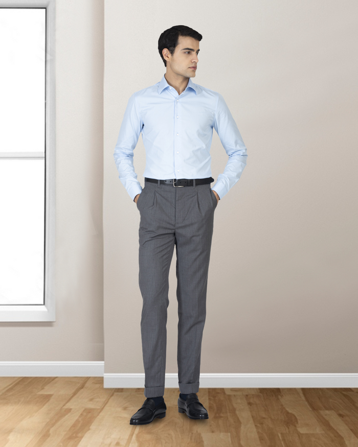 Washable Wool Pants: Plain Mid Grey