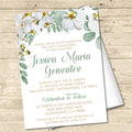 Floral first holy communion invitation for girls with white orchids