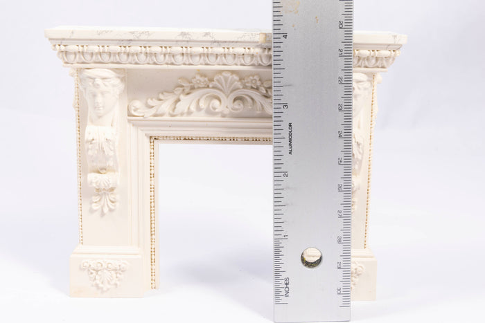 White Resin Fireplace with Detailing