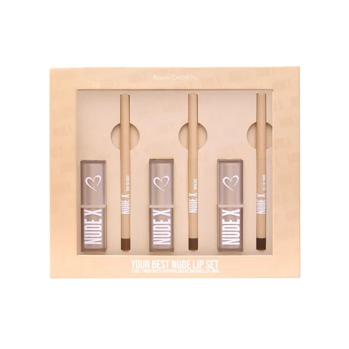 Your Best Nude Lip Set 3 Matte Lipsticks + 3 Retractable Lip Linner Beauty Creations