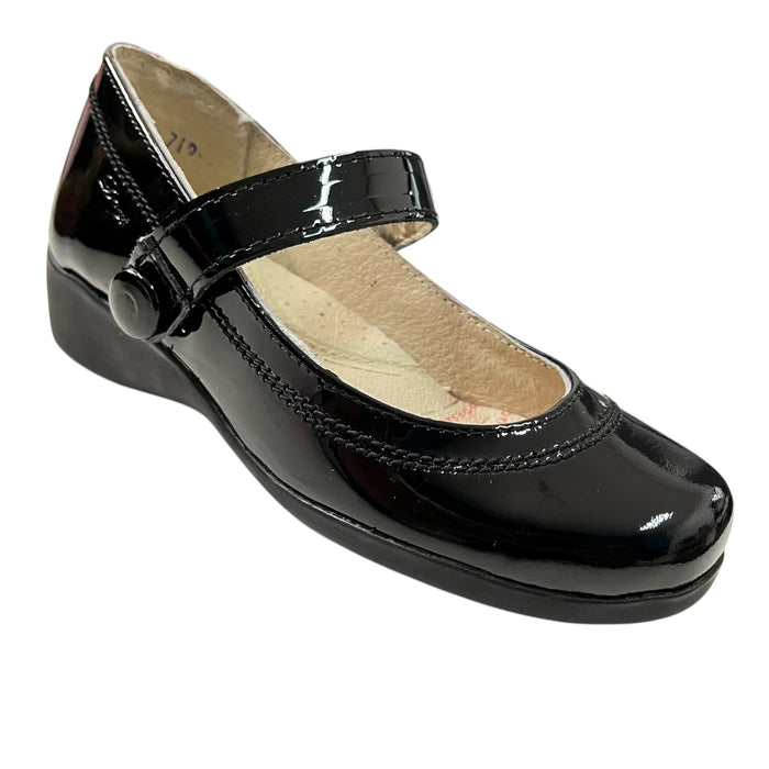 Zapato Escolar Mini Tacón Color Negro Dogi